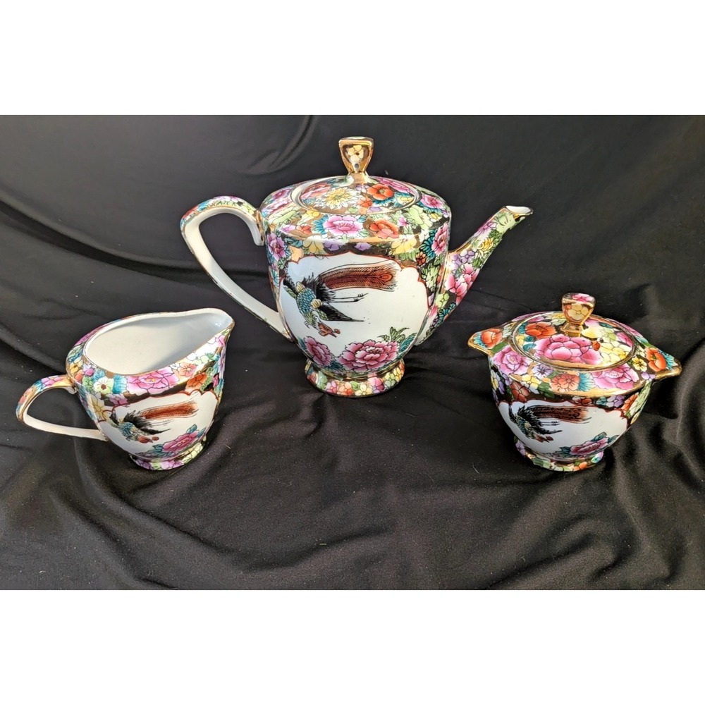 3 PIECE VINTAGE TEA SET. TEA POT, SUGAR CONTAINER AND CREAM. - Picture 5 of 5